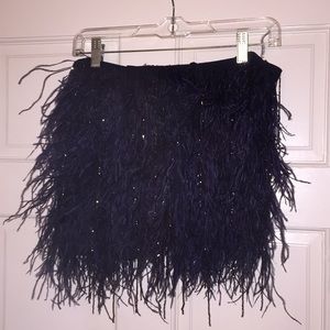 Sequin Feathered Mini Skirt